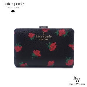 ケイトスペード 財布 KATESPADE アウトレット 二つ折り財布 L字ジップ KE640 001 ローズプリント PVC ブラックマルチ エクセルワールド  レディース ブランド｜excelworld