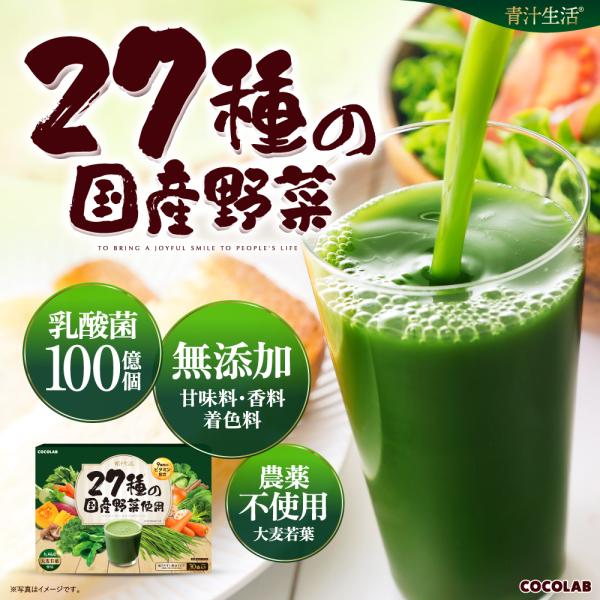 (医師監修) 青汁生活 粉末 27種の国産野菜 3g×30包 純国産大麦若葉 酵素 乳酸菌 ダイエッ...