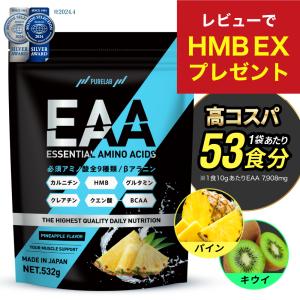 (母の日10%OFFクーポン) EAA BCAA サプリ HMB グルタミン クレアチン (製薬会社と共同開発) 必須アミノ酸 eaa bcaa アミノ酸 530g 53食分 PURELAB｜excitech