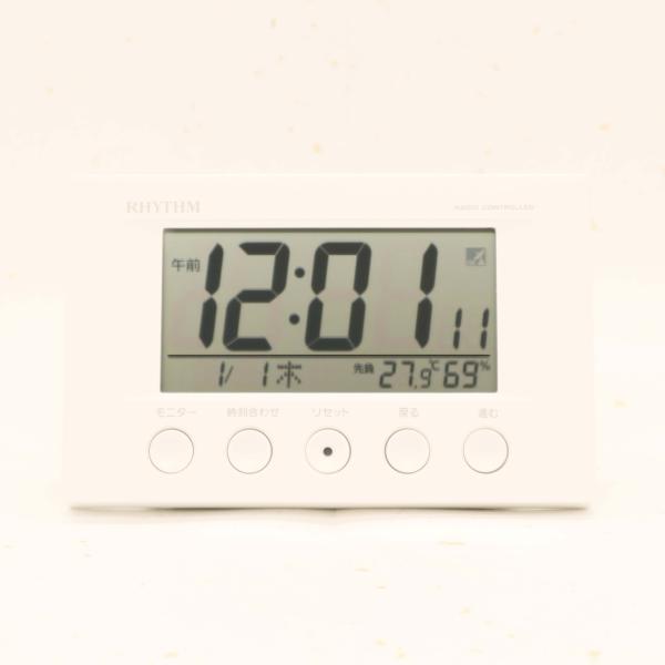 リズム(RHYTHM) 目覚まし時計 電波時計 温度計・湿度計付き フィットウェーブスマート 白 7...