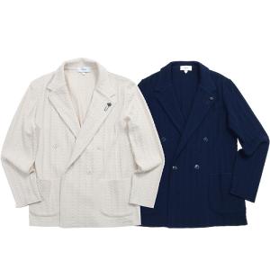 LARDINI（ラルディーニ） ウールブレンド ストライプ柄 ダブル6ツ釦