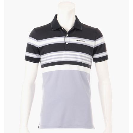 BRIEFING MENS MARINE STRIPE POLO NAVY パネルボーダーポロシャツ...