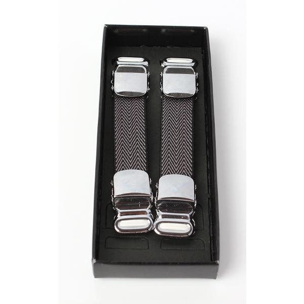 EXCY FORMAL  日本製シャツガーター ヘリンボーン グレー 簡単装着クリップ