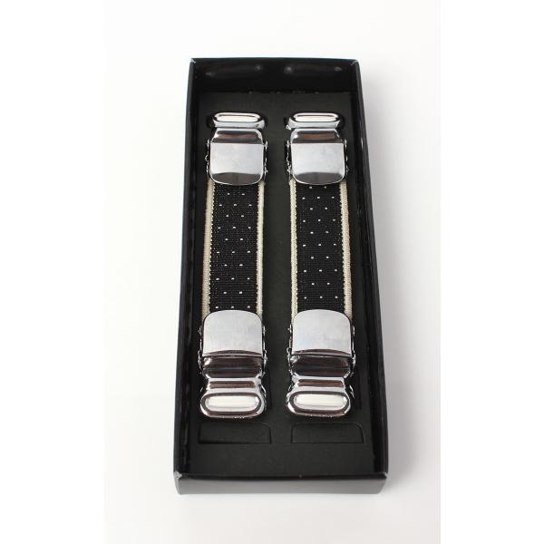 EXCY FORMAL  日本製シャツガーター ブラック ベージュ ドット柄 簡単装着クリップ