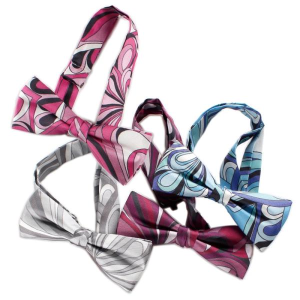 蝶ネクタイ ジオメトリック柄プリントシルクボウタイ