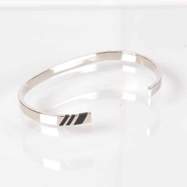 ブレスレットオニキス日本製  レジメンタル ブラック バングル