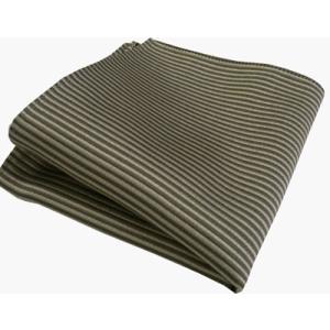 お揃いのポケットチーフ カーキ ストライプ