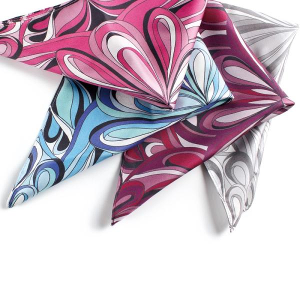 ポケットチーフ ジオメトリック柄プリント シルク