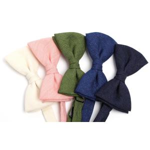 蝶ネクタイ HARRISONS リネン ネイビー/ブルー/グリーン/アイボリー/ピンク