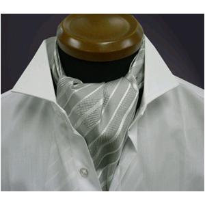 EXCY（エクシィ） アスコットタイ ストライプ グレー シルク 国産100