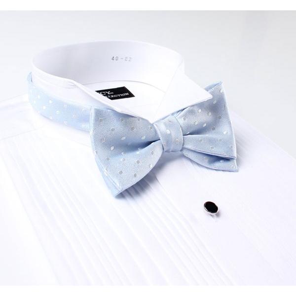 蝶ネクタイ スカイブルー ドット柄 手結び ダービータイ 日本製