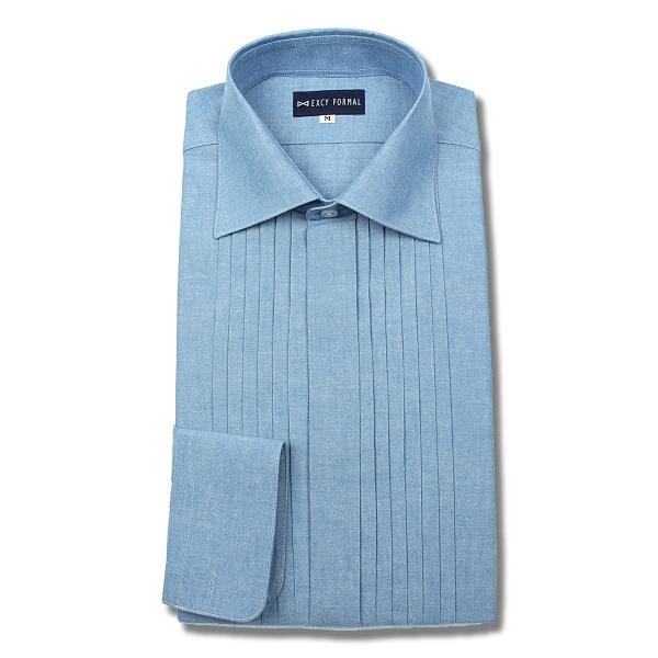 フォーマルシャツ EXCY FORMAL  ダンガリーワイドカラープリーツシャツ 日本製