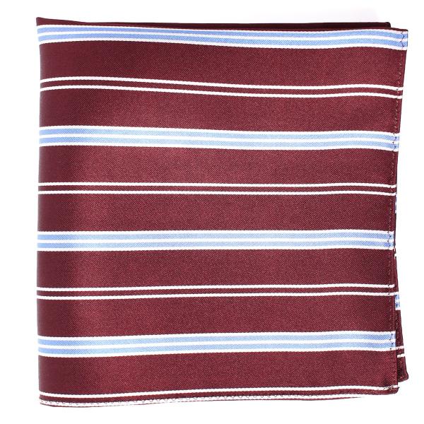 ポケットチーフ EXCY FORMAL  VANNERSシルク ストライプ ワインレッド シルク