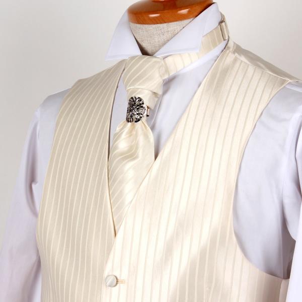 ベストセット EXCY FORMAL  メンズフォーマルベストセット ストライプ シャンパンホワイト...