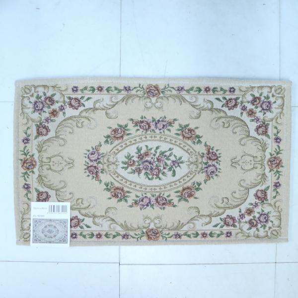 玄関マットゴブラン織りローズ花柄ベージュ色室内おしゃれ　薔薇雑貨、ギフトJEL-829BE