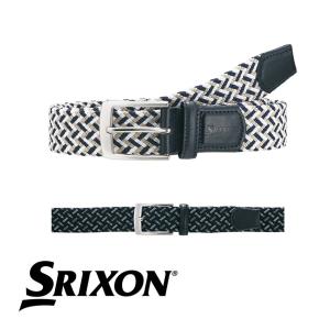 ベルト ダンロップ スリクソン DUNLOP SRIXON GGL-S016 メンズ ネイビー ブラック 100cm 幅35mm 牛革 ゴム ゴルフ
