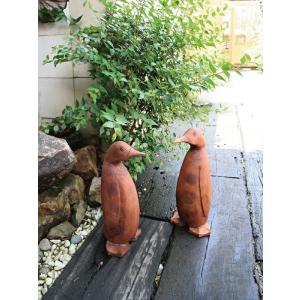 ペンギン（64012）（ジャービス商事）　ガーデンオブジェ　ガーデンオーナメント　ディスプレイ用品　置物　小物　竹製｜exis