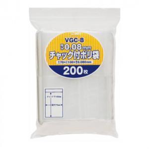 ジャパックス チャック付ポリ袋 厚み0.080mm 透明 200枚×35冊 VGC-8