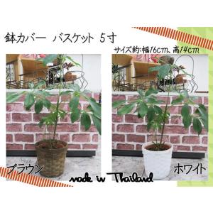 鉢カバー　プランターカバー　バスケット　カゴ　丸正　おしゃれ　5寸　5号鉢サイズ　ブラウン　ホワイト
