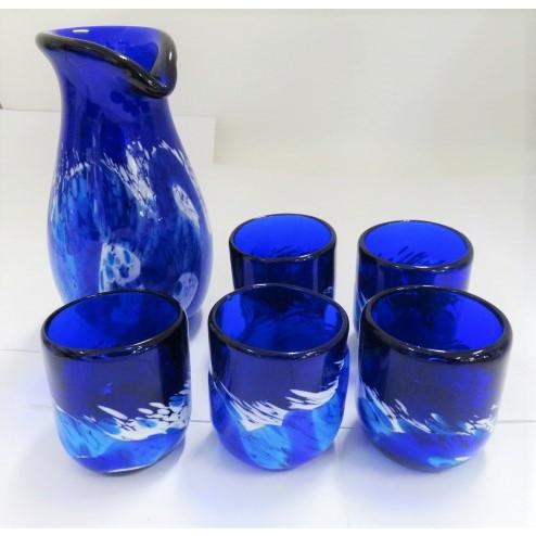 琉球ガラス　ガラス　徳利　とっくり　猪口　ちょこ　酒器　ギフト　お祝い　ブルー　青　濃青