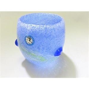 グラス　琉球ガラス　コップ　カップ　タルグラス　泡水玉花グラス　青　ブルー　高級感　ギフト