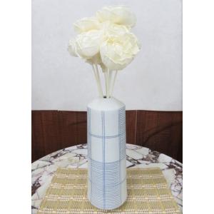 花瓶 花器 フラワーベース 陶器 白 青  幅13ｃｍ 高さ33ｃm シンプル ナチュラル インテリ...