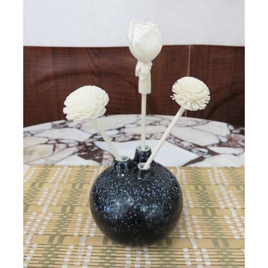 花瓶　花器　フラワーベース　一輪挿し　3本　黒　ブロック　陶器　8.5ｃｍ　シンプル