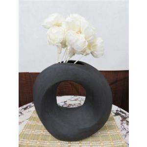 花瓶　花器　フラワーベース　陶器　黒　ブラック　30ｃｍ　シンプル