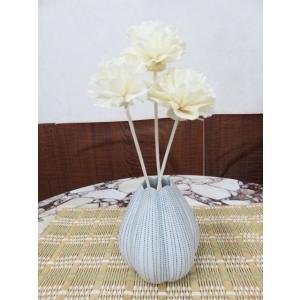 花瓶　花器　フラワーベース　陶器　白　オフホワイト　青　ブルー　12.5ｃｍ　シンプル　ナチュラル