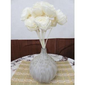 花瓶 花器 フラワーベース 陶器 ホワイト ブラウン 幅16ｃｍ 高さ19.5ｃｍ シンプル ナチュ...