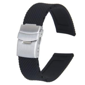 時計バンド ベルトシリコーンゴム 腕時計ストラップ 防水 22mm (ブラック2)｜exp-market