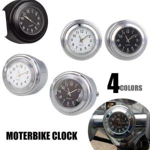 バイククロック バイク用時計 ハンドル取付 アナログ時計 ラウンドフェイス オートバイ用品 バイクアクセサリー シルバーカラー ブラック ホワイト｜exp-shop