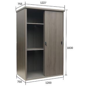 【送料無料】小型収納庫 木目調 幅1227 奥行755 高さ1830 鍵付き 屋外収納 ベランダ収納...