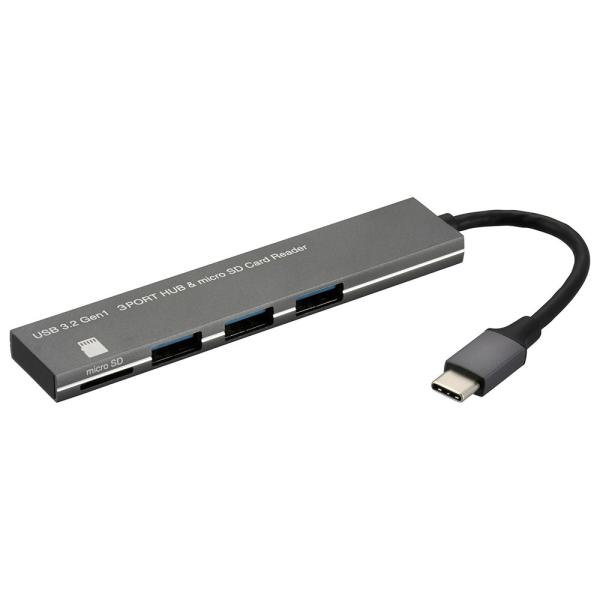 USBハブ 3ポート microSDカードリーダー付き USBTypeCコネクタ｜PC-SH3PC0...