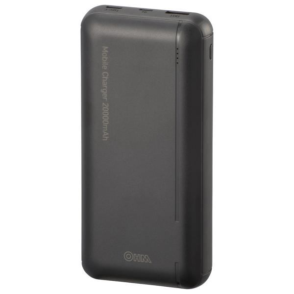 モバイルチャージャー 20000mAh ブラック｜SMP-JV51K 05-1187 オーム電機