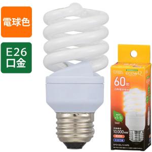 電球形蛍光灯 スパイラル形 E26 60形相当 電球色 エコデンキュウ｜EFD15EL/12-SPB 06-3772 オーム電機