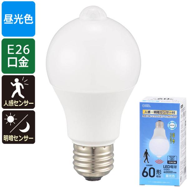 LED電球 E26 60形相当 人感・明暗センサー付き 昼光色｜LDA7D-G PIR6 06-55...