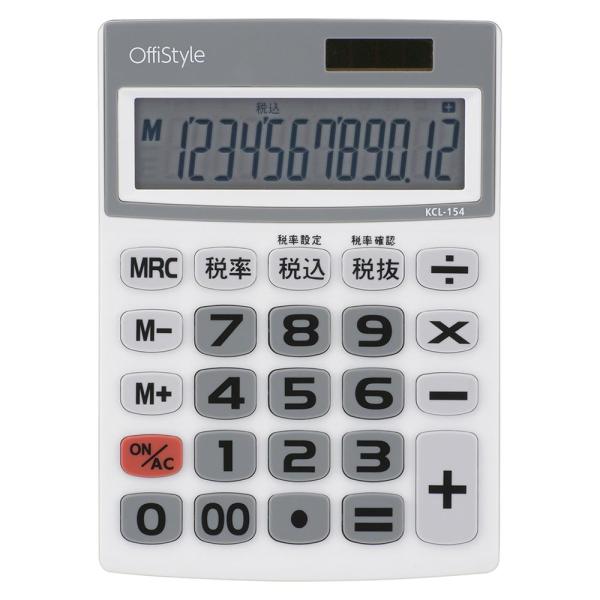 OffiStyle 税率電卓 大画面 12桁｜KCL-154 07-8639 オーム電機
