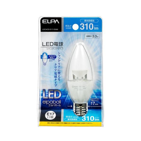 LDC4CD-E17-G350 ＬＥＤ電球シャンデリア形Ｅ１７Ｄ色 ELPA（エルパ・朝日電器）