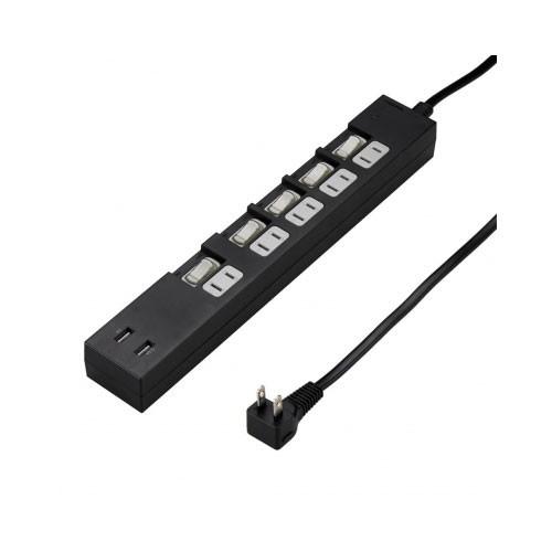 Y02KS752BK2U 個別スイッチ付5AC2USB3.4A2mブラック YAZAWA(ヤザワコー...