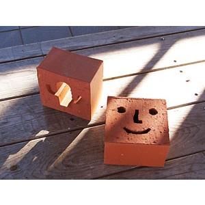 オーナメント 赤レンガの置物 オーナメントレンガ スマイル＆サボテン