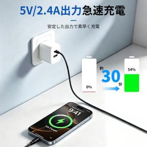 ACアダプター USB充電器 2台同時充電 1...の詳細画像4