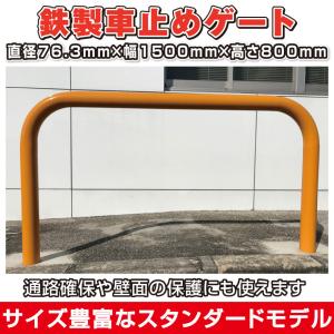 鉄製車止め ゲートタイプ 直径42.7mm×厚2.3mm×幅700mm×高さ650mm 固定