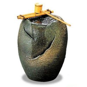 信楽焼つくばい紫香楽(しがらき) W(幅)480mm×H(高さ)520mm天然竹