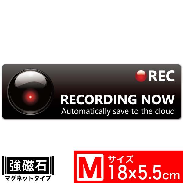 送料無料 Recording Now スタイリッシュEM マグネットステッカー 18x5.5cm M...