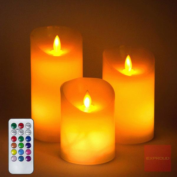送料無料 LEDキャンドル 3サイズセット カラーチェンジ機能 EX-LC3 タイマー機能 リモコン...