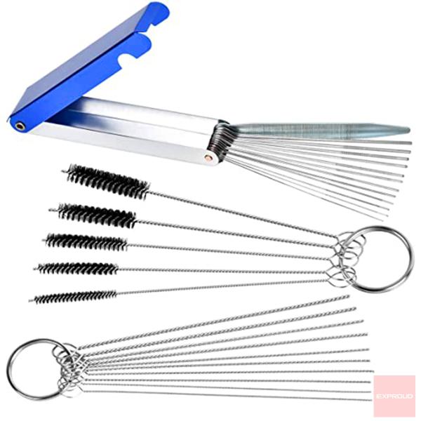 送料無料 キャブレター清掃 クリーナーツールセット ワイヤーブラシ5本 クリーニング針10本 クリー...