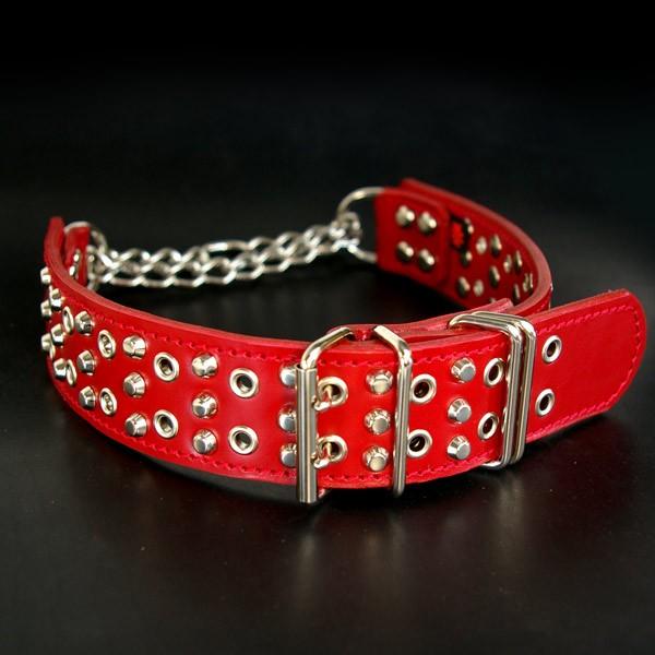 ハーフチョーク ブルドッグ 大型犬用 革 4cm幅：4cm Type チョーカーZ004(8mmフジ...