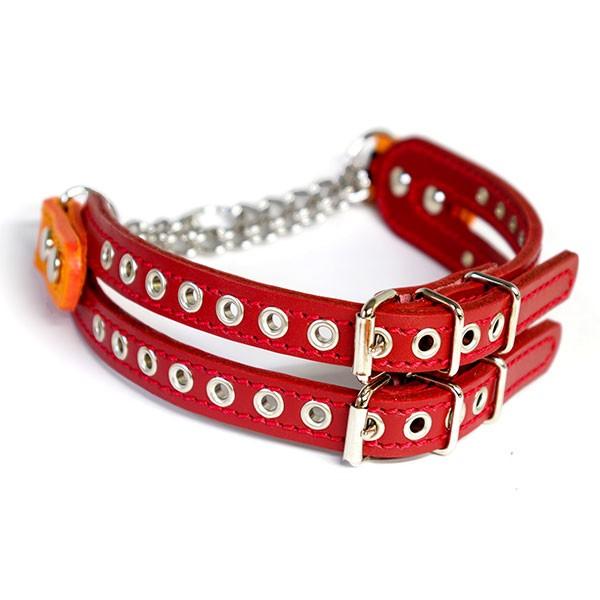 ハーフチョーク 中形犬用 革 3cm幅：3cm Type チョーカー E004  【色は十色以上から...