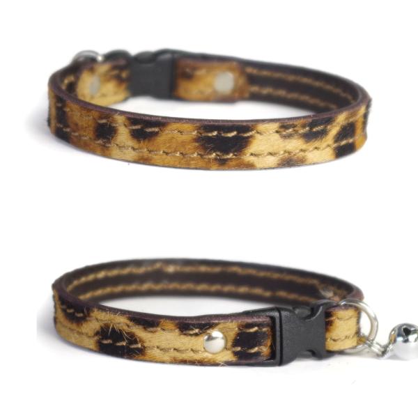 首輪 猫 スタッズ 革 :Cats Btype 000 ハラコヒョウ柄【色は10色以上から、サイズは...